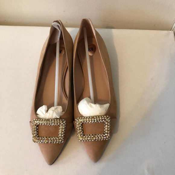 Escada Iconic Swarovski Crystals Beige Suede Pump - Picture 9 of 12